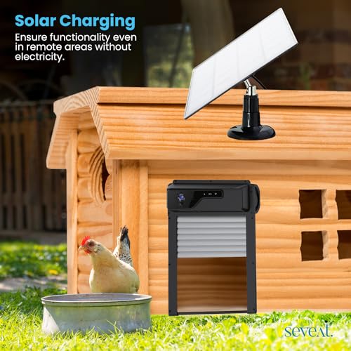 Automatic Chicken Coop Door with HD Camera | Solar Powered 5000mAh Battery | Remote, Timer & Anti-Pinch Sensor | App-Controlled Monitoring Door Opener (Black) - color: Black