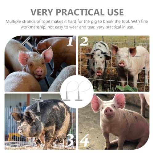 Yardwe 2 Pack Pig Catching Snares, 33.26 Inch Wire Loop Livestock Restraint Tools with Short T-Handles for Ranch and Farm Pig Handling