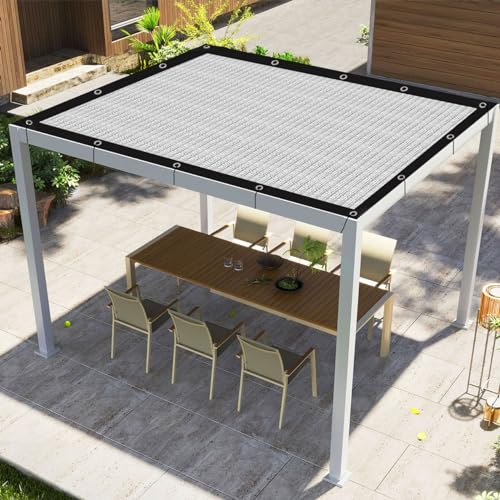 Shade Cloth-Thickened and Encrypted 80% Aluminum Shade Cloth for Greenhouse Balcony Garden,Outdoor Pergola,Lawn,Cars.Easy Hanging with Edges and Holes,Silver Heat Reflective Tarp - size: 12ft×12ft