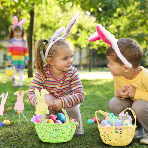 6 Pcs Easter Egg Baskets - Handmade 6 Colors Easter Baskets | for Easter Theme Garden Party Favors, Easter Eggs Hunt, Easters Goodies Goody, Basket Fillers