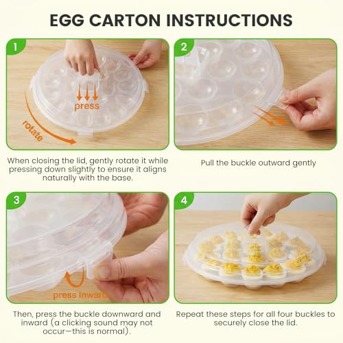 HAKSEN 3 PCS Deviled Egg Platter Carrier, Deviled Egg Containers with Lid | Eggs Holder Tray with 66 Slots for Party and Home Kitchen, Clear - style: 3PCS