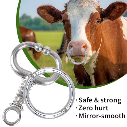 Longtor Bull Nose Ring, Carbon Steel, Rustproof, Secure Lock (2.20″) | Heavy duty for cattle/livestock. Easy insert & secure lock. Rustproof steel. Farmer/vet essential. - size: 2.20″