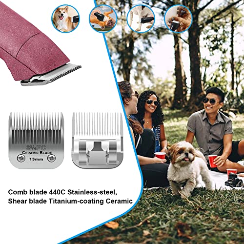 3-3/4FC Dog Grooming Ceramic Blades,Compatible with Andis,Oster A5,Wahl KM10 | Size 3-3/4FC Detachable Ceramic Blade 1/2-Inch 13MM Cut Length,3 Pack - size: 3pc 3-3/4fc: 1/2" (13 mm)