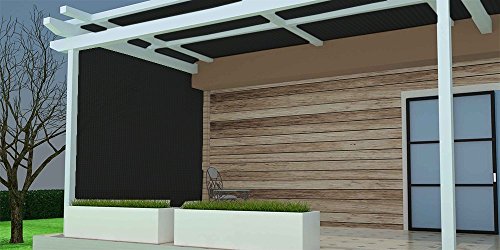 Shatex 90% 8x15ft Sun Shade Fabric for Pergola Cover Porch Vertical Screen, Black - size: 8x15ft with Clips - Black