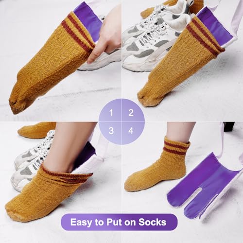 Sock Aid, Sock Helpers to Put on Your Socks for Seniors, Disabled, Pregnancy, Assist Device for Elderly, Tool Aide Puller Easy on and Off with No Bending(Purple) - color: Purple