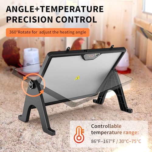 Chicken Coop Heater, 360° Rotatable Dual-Side Chick Heating Plate with Precise Temp Control, Brooder Warmer for Poultry, Pets, Home Breeders, Fits Chicken Coops & Pet Incubators