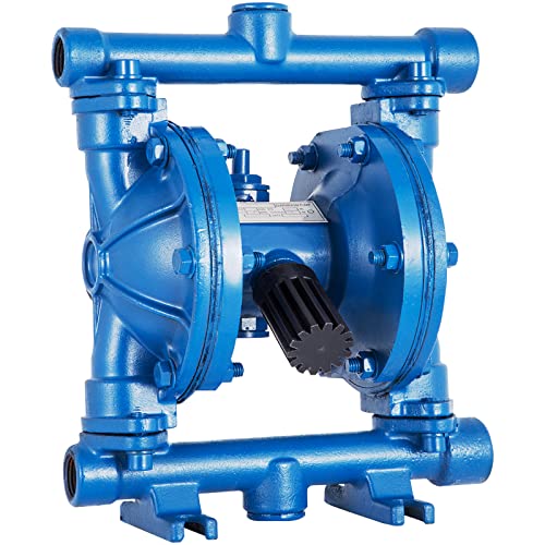 VEVOR Air-Operated Double Diaphragm Pump, 1/2 in Inlet & Outlet, Cast Iron Body, 8.8 GPM & Max 120PSI, Nitrile Diaphragm Pneumatic Transfer Pump for Petroleum, Diesel, Oil & Low Viscosity Fluids - size: 3.0 GPM