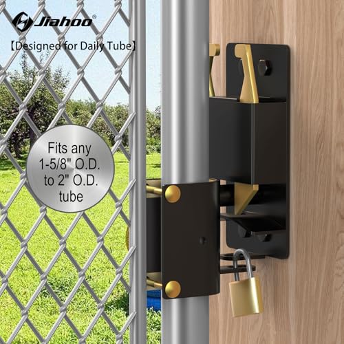JIAHOO 2 Way Farm Gate Latch, Heavy Duty Gate Latches for Metal Tube Gates | Two-Way Lockable Livestock Gate Latch Hardware, For Cattle Gate Horse Corral, Ranches, Pastures, Pet Cage - style: Farm Gate Latch & Padlock
