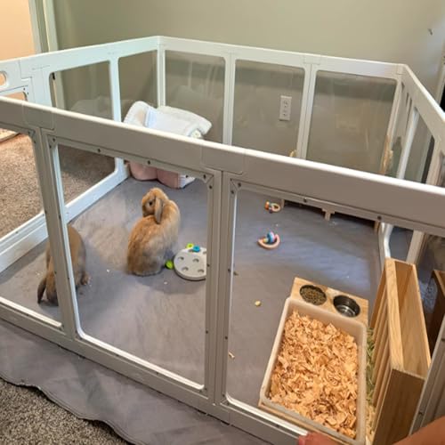 Rabbit Hay Feeder with Litter Box, 3 in 1 Wooden Bunny Feeder, Small Animal Hay Holder Rack for Rabbit, Guinea Pig, Hamster, Ferrets