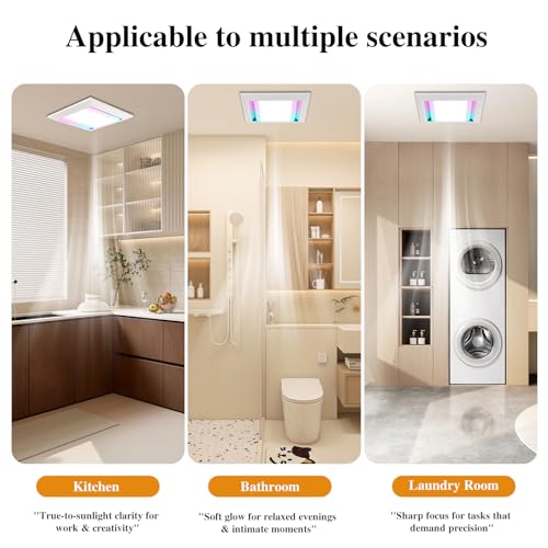 12" Bathroom Exhaust Fan with Light, All-aluminum alloy-S | Ultra Quiet Ventilation Fan Combo, 1.0 Sone, 220CFM, 10"x10" Mount - color: All-aluminum alloy-S