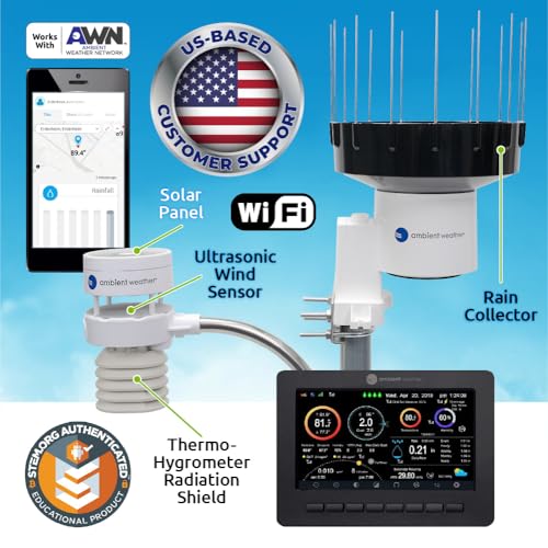 Ambient Weather WS-5000 Ultrasonic Smart Weather Station with AWN+ Included | With Remote Monitoring and Ambient Weather Network Access and AWN+ Included - style: 1yr AWN+ w/ Display Console + Ultrasonic