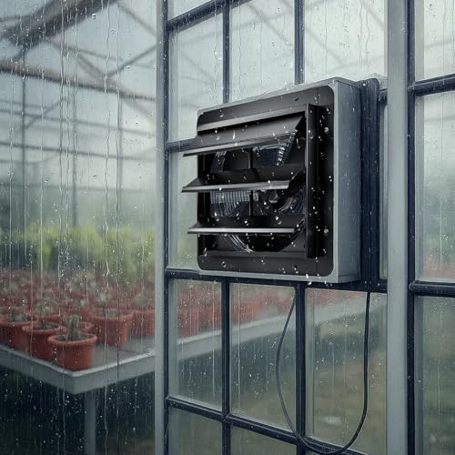 GROWNEER 14 Inch Shutter Exhaust Fan with Temperature Humidity Controller, 1700 CFM Remote Control Attic Fan, 10-Speed Adjustable Wall Mount Vent Fan for Green House, Garage, Shed, Attic - style: 14 Inch with Temperature Humidity Controller