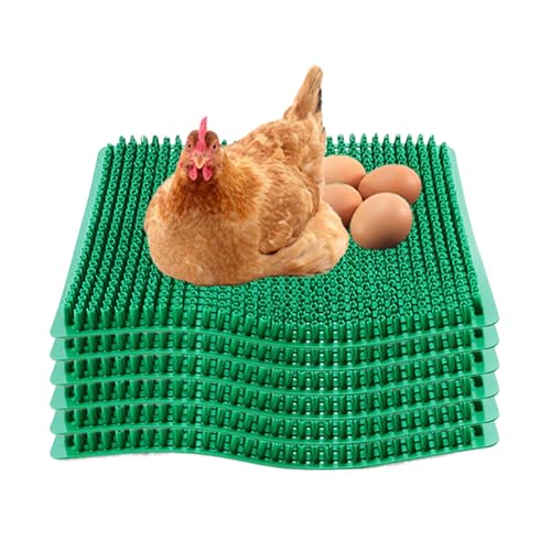 Chicken Nesting Box Pads 6 Pack, Washable Reusable Plastic Egg Laying Mats | Washable reusable plastic nest pads; grass-like texture stimulates laying; cut-to-fit any box; prevents cracking & mites; 6pk