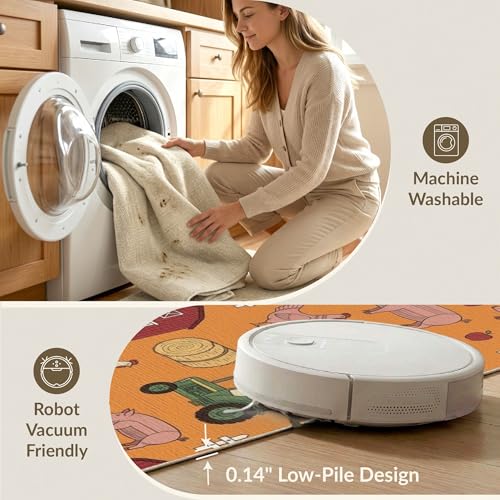 8'x10' Washable Country Chicken Large Rug, Yellow Non-Shedding Pet Friendly Carpet Foldable Easy Care Mat for King Size Bedroom, Master Suite, Under Bed | Ref:1969512 - color: Orange/Pattern 20, size: 8' x 10' (Rectangular)