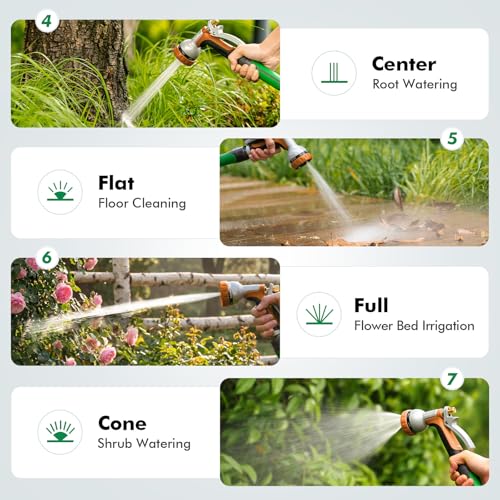 RESTMO Garden Hose Nozzle Heavy Duty, Rear Trigger Water Sprayer, Orange | 7 Adjustable Spray Patterns, Durable Metal, Flow Control, Ideal for Plants & Lawns Watering, Cars & Pets Washing - color: Orange