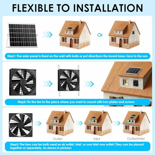 7 Inch Large Airflow Solar Fan with Battery Backup, 12800mAh Batteries IPX7 Waterproof 16.5 Ft On/Off Switch Cable Solar Powered Exhaust Vent Fan for Outside Greenhouse Chicken Coop Shed Trailer - size: 7" Fan Large Kit