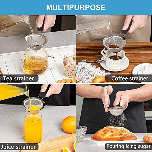 Fine Mesh Strainer - 3.4 Inch Round Sieve - Tea Strainers for Loose Tea, Coffee Strainer, Food Strainer, Juice Strainer, and Much More!