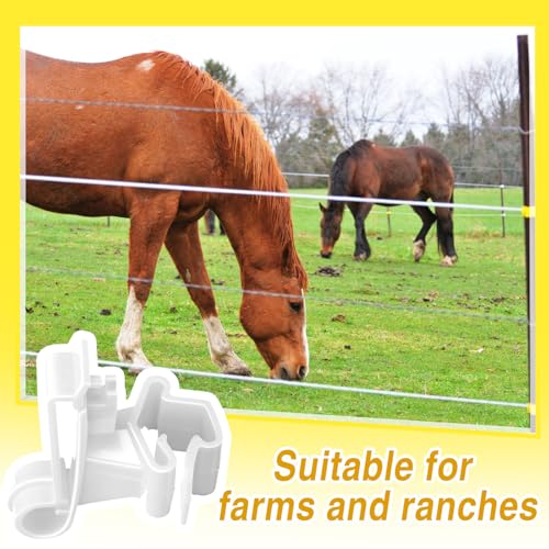 100 Pcs T-Post Poly Tape Insulator Large Snap T-Post Holding Electric Fence Insulator for Farm Fence (White) - color: White