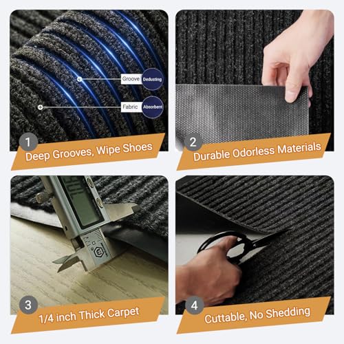 Outdoor Front Door Mat 4x3' Commercial Rugs Rubber Back Non-Slip Waterproof | Heavy Duty Wind Resistant, Entry Floor Mat, for High Traffic Outside Entrance, Business, Store, Garage, Porch, Office, Patio - size: 3' x 4' (Rectangular)