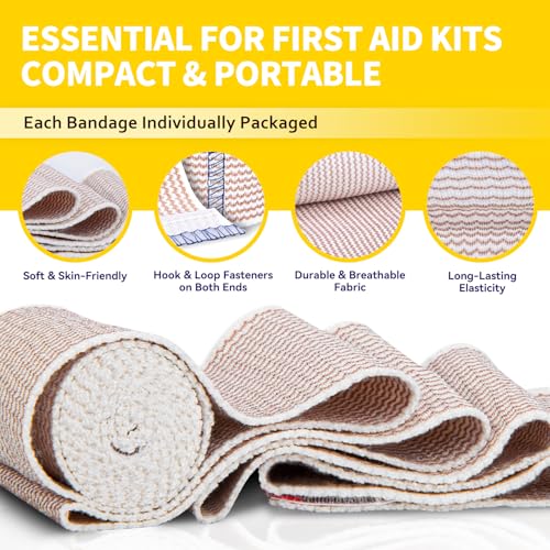 FRESINIDER Premium Elastic Bandage Wrap 4 Inch, 18 Pack, Hook and Loop | All-Purpose 4-Inch Cotton Compression Wrap for Knee, Calf and Elbow; Bulk Box for Clinics, Teams and First-Aid Stations. - color: 18 Pack X 4 Inches