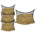 4Pcs Slow Feed Hay Net for Horses, Durable Hanging Hay Bag with Clips for Horses Goats Donkeys Sheep, Easy Loading, Large Capacity, Fits Stall & Trailer, 35" x 31", Black