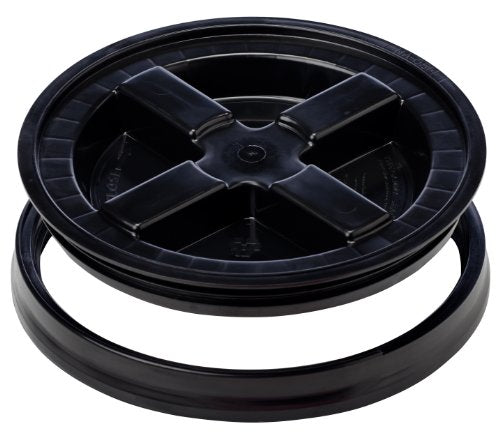 GAMMA2 Gamma Seal Lid - Pet Food Storage Container Lids - Fits 3.5, 5, 6, & 7 Gallon Buckets, Black, Made in USA - color: Black, size: Fits 3.5, 5, 6, & 7 Gallon Buckets