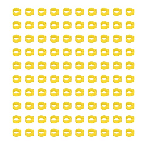Omabeta 100PCS Reusable 8mm Pigeons Identification Leg Rings for Easy Dovecot Management and Marking, Lightweight Plastic Bands for Poultry Supplies (Yellow) - color: Yellow