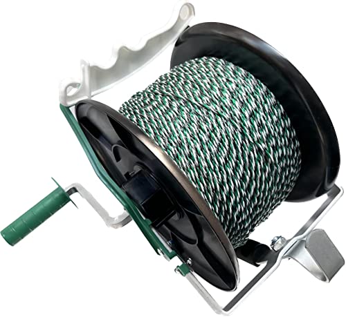 PK1 Electric Fence Polywire 9 Conductors 1312 Feet Pre-Spooled on 3:1 Standard Geared Reel with 1 Free Insulgrip - size: 1312 ft x 9 wires x 1 standard reel