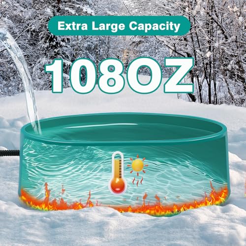 Heated Waterer for Chickens,108OZ Capacity Poultry Water Heater for Chicken Coop Hens Turkey Goose Duck Pigeon Poultry Birds Dog Cat Pet Drinker in Winter