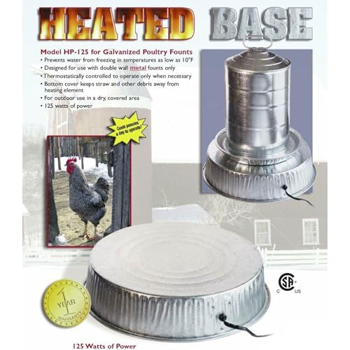 Farm Innovators 125 Watt Heated Base for Double Wall Metal Poultry Founts with 35 Degrees Fahrenheit Temperature and Below, 3 Pack, Metallic