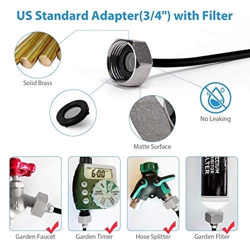 lifeegrn Misting Cooling System: Outdoor Mister System for Patio, 20 FT Misting Line+5 Mist Nozzles+3/4" Brass Adapter Garden Trampoline Greenhouse - size: 20 FT