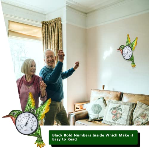 Indoor Outdoor Thermometer, Hummingbird Wall Thermometer | No Batteries Required, Decorative for Patio, Living Room, Garden Greenhouse, Wine Cellar - style: Hummingbird-Shape