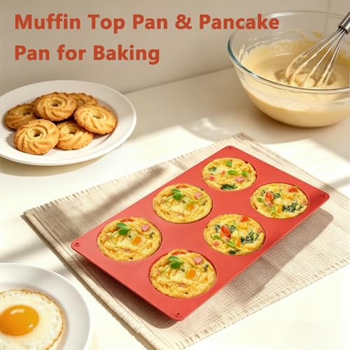 Redfly Silicone Egg Molds for Breakfast Sandwiches 2 Pcs, Non Stick 3 Inch Egg Bites Baking Pans, Silicone Muffin Pans for Baking, Round Muffin Top Pan for Whoopie Pie Pan, Tarts, Quiche - size: 2pcs: 3 inch Regular