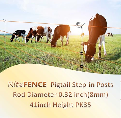 Electric Fence Posts Step-in Pigtail Posts,Rod Diameter 0.32 inch (8mm), 41 inch Height, PK35 - style: 35 Posts