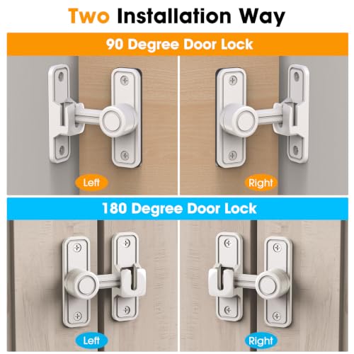 Sliding Barn Door Lock, 90 Degree Locks, 2 Pack-White | Flip Gate Latches for Garden, Bathroom, Outdoor, Garage, Window, Barn Doors - color: 2 Pack White