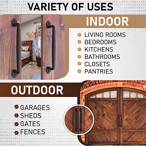 2-Pack 12 Inch Diamond Tapered Barn Door Handle - Black Cast Iron Pull for Sliding Doors, Gates, Sheds, Fences, Closets - Indoor Outdoor Farmhouse Hardware - size: 12" - 2 Pack, style: Diamond Tapered
