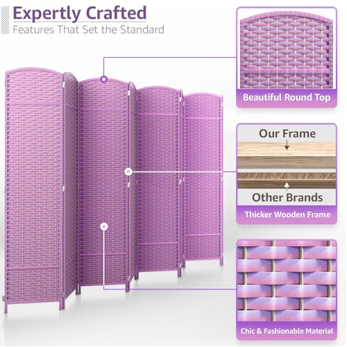 Sorbus Foldable Room Divider, Mesh Privacy Screen (8 Panel, Pink Purple) | Folding screens, dividers for rooms, double-hinged panels; freestanding partition for bedrooms, offices and shared areas - color: Pink Purple, size: 8 Panel