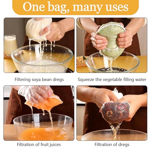 Cheese Cloth Bag For Straining, Nut Milk Bag - Reusable Straining Bags For Nut Milk, Soy Milk, Dumpling Fillings, And More (3, M) - size: M