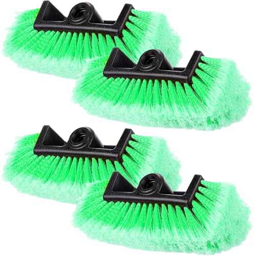 Vesici Car Wash Brush Head with Soft Detailing Bristle Flow Thru Car Cleaning Brush Exterior Car Wash Equipment for Auto Truck RV Boat Camper Washing, 10 Inch(Green,4 Pcs) - color: Green