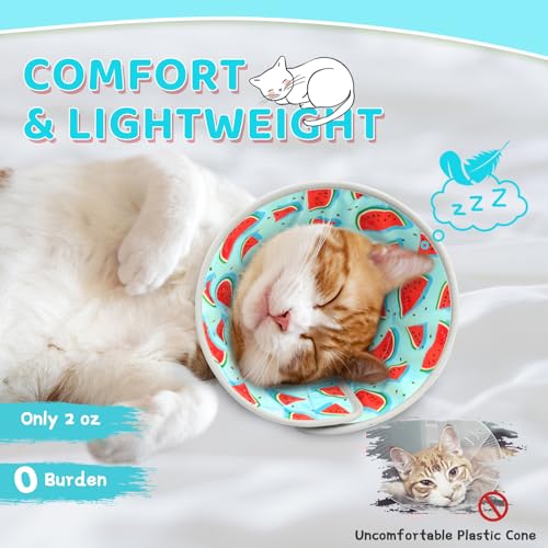 Cat Cone Collar Soft to Stop Licking, Adjustable, Foldable Lightweight Kitten Cones After Surgery Recovery for Cats & Kittens, Cat Cone Alternative, Easy Eating (Blue, M) - color: Blue, size: M