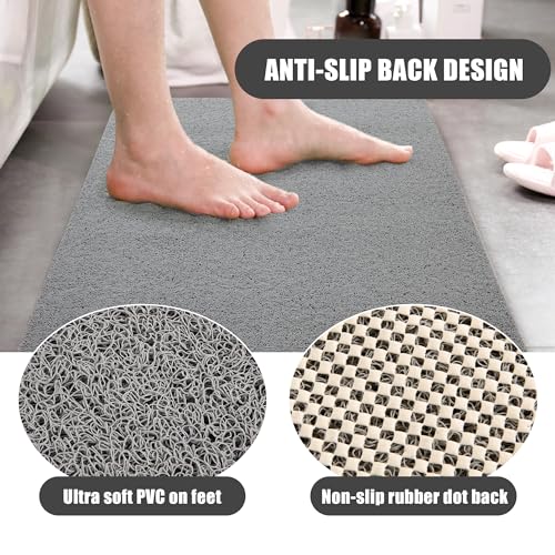 HOMBYS 47 x 32 Extra Large Shower Mat for Shower Stall Tub, Non Slip Bath Mat Bathroom Accessories, PVC Loofah Mats for Shower and Bathroom, Quick Drying, (Grey, 47"x32") - color: Grey, size: 2'8" x 3'11" (Rectangular)