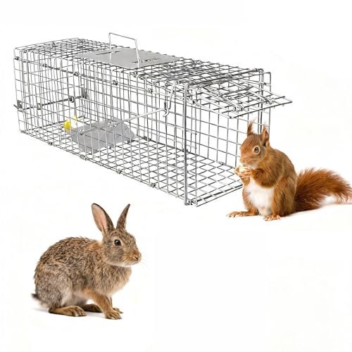 Humane Animal Trap, 23.3"x7.2"x7.7" Foldable Live Cage Traps | for Kitten Rabbits Racoons Beavers Groundhogs and Other Live Animals, Easy to Catch and Release, Work for Indoor Outdoor - size: 23.31"x7.21"x7.71"