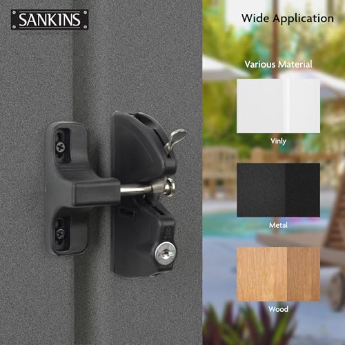 Key Lockable Double Sided Gate Latch, Fence Gate Locks for Outdoor Gates, Self Locking Gate Latch Door Latch, Fence Gate Latch Gate Hardware for Wood, Vinyl, Metal Gates, Black
