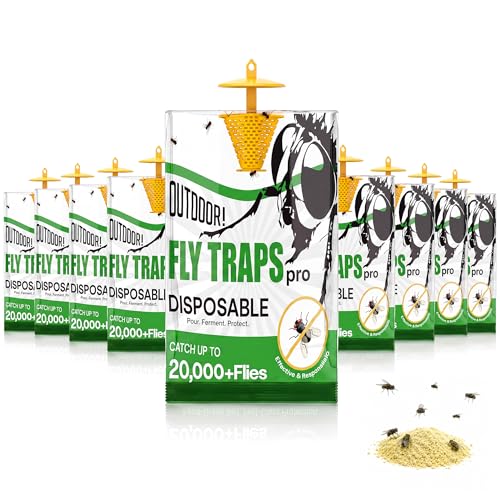 Fly Traps Outdoor 9 Pack, Add Water Outdoor Flying Insect Trap Fly Traps, Portable Disposable Fly Catcher for Backyard, Ranch, Farm, Barn, Patio, Garbage Areas