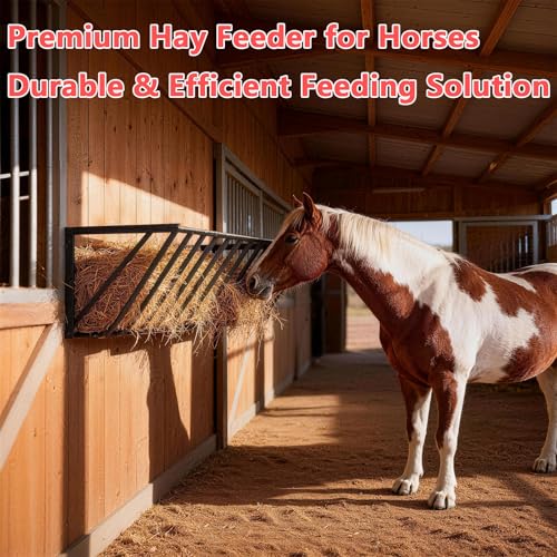 Wall Mounted Hay Feeder & Blanket Holder, 35.5" Long Gal Heavy Duty Steel Hay Rack for Horse Stall, Goat Shed, Sheep Barn, Organizer for Feeding and Storage - size: 35 in（2 PCS）
