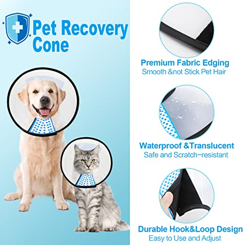 Supet Dog Cone Collar to Stop Licking, Comfortable Elizabeth Recovery Collar for Large Medium Dogs After Surgery, Soft Pet Neck Head Cone Alternative（L） - color: White, size: L(Neck: 14.0~17.5")