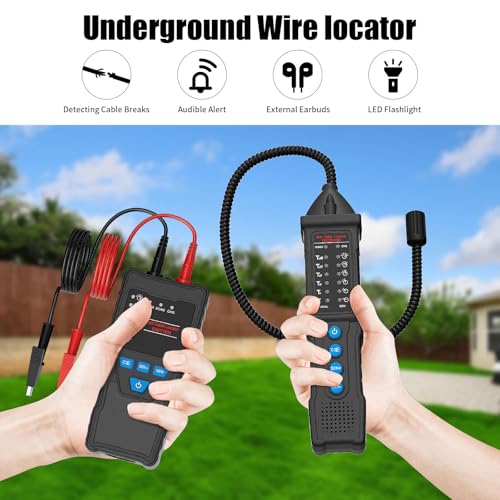 U610 Underground Wire Locator, Underground Cable Locator Wire Tracker for Pet Fence Buried Cables, Test Short Circuit Breaker of Wall and Underground Cables