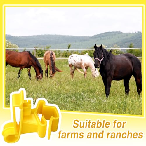 100 Pcs T-Post Poly Tape Insulator Large Snap T-Post Holding Electric Fence Insulator for Farm Fence (Yellow) - color: Yellow