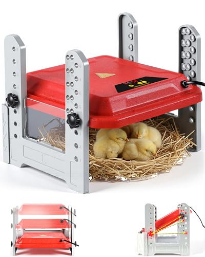 Chicken Brooder Plate, Smart Chick Heat Brooder Adjustable Temperature with LCD Display, 50W Chick Heater with 3-Sided Panels, 10"x10" Coop Accessory for Chicken Coop, Ducklings