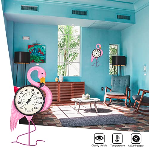 Outdoor Thermometers, Flamingo Thermometer for Patio Yard Garden | No Battery Needed, Waterproof, Indoor and Outdoor, Easy to Read, Gifts Idea - color: Flamingo